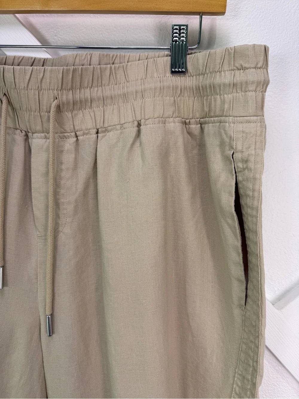 Quince 100% European Linen Wide Leg Pants Tan Size XL